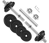 SONGMICS Juego de Mancuernas Ajustables de Hierro Fundido, con Barra Adicional,para Hombres y Mujeres, Entrenamiento de Fitness, Levantamiento de Pesas en el Gimnasio de casa