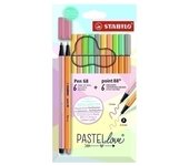 STABILO - Pastellove rotulador Medio Coloretes, Gris, Verde claro, Naranja claro, Turquesa, Amarillo 6888/12-7-7