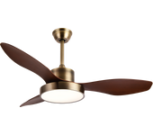 Ventilador de Techo LED Fabrilamp 48W con Motor DC Verano e Invierno, Cuero/Roble, 3000+4000+6000, Mando a Distancia