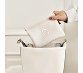 Pearl letter sticker PU bullet storage bag, earphone lipstick, change, makeup bag, fashionable and exquisite mini bag