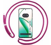Tumundosmartphone Funda Colgante Transparente para Realme 12 5G / 12x 5G con Cordon Rosa Fucsia