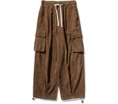 Mens Corduroy Straight Pant Big Pockets Sweatpant Elastic Waist Drawstring Vintage Sweatpants M-5XL Casual Joggers Pants