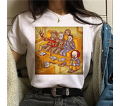 Horror Friends Pennywise Michael Myers Jason Voorhees Halloween Women T-Shirt Top Ouija T Shirt Camiseta Female Tee Short sleeve