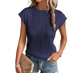 Jocoo Jolee Women's Short Sleeve Crop Tops Crewneck Textured Tops Cute Summer Tank 2024 Basic T-Shirts Work Blouses