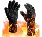 CHEFZOCO Guantes Para Horno, Guantes para Parrilla, Guantes Barbacoa, Guantes Chimenea, Guantes Microondas, Guantes de cocina, Resistentes al Calor hasta 800℃, Antideslizantes, 1 Par de guantes, Negro