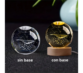 1Pc 6cm Crystal Ball Night Light Planet Laser Engraved  Birthday Gift Glass Sphere Home Desktop Decoration with Wooden USB Base