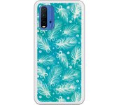 Funda compatible con Xiaomi Redmi 9T/Pocophone M3 - Patron plumas blancas con fondo