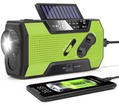 Radio meteorológica de emergencia con manivela, radio meteorológica, radio de manivela, 5000 mAh, carga solar, funciona con manivela y batería, linterna de emergencia para exteriores