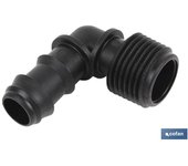 Cofan - Conector Codo Rosca Macho Negro 3/4 - 100 Unidades
