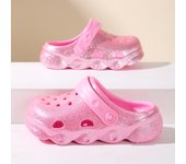 Girls Classic Casual Glitter Clogs, Slip-On Beach Slippers, Non-Slip Garden Clogs Shoes for the Beach