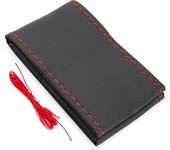 Rare Color Black With Blue Thread Car Steering Wheel Cover Faux Leather Hand Sewing DIY Soft Grip Universal 38cm Steering Wheel