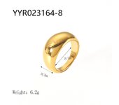 Encanto Anillos gruesos simples de moda para mujer, acero inoxidable, Color dorado, encanto, anillo grande grueso para mujer