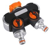 Desviador de manguera de 2 vías: adaptador de grifo en Y de 3/4" y 1/2", flujo de agua ajustable