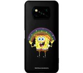 Funda original compatible con Pocophone X3 Negro con un diseño de Bob Esponja Arco Iris