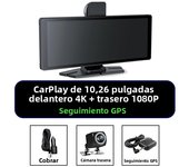 4K Car DVR 10.26 inch Dash Cam Wireless CarPlay & Android Auto BT GPS Navigation Dual Lens Mirror Video Player 1080P Rear Camera
