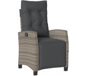 vidaXL Sillón reclinable de jardín con reposapiés ratán sintético gris