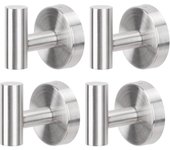 Colgador Toalla Baño, 4 Piezas Percha, Ganchos de Pared Acero Inoxidable para Toallas, Esponja, Cepillos (Plateado)