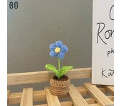 Hand-Knitted Flowers Potted Crochet Rose Sunflower Tulip Artificial Plants Finished Woven Gift For Home Office Desktop Car Decor