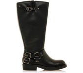 MTNG Botas Planas Mujer Brunei Negro Cremallera Puntera Redonda