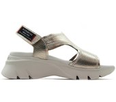 Hispanitas HV254010 Sandalia,de pala,casual,cuña,cierre adhesivo,suela blanca de goma,de piel,tiras,sencilla, para señora