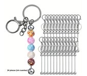 24Pcs Beadable Keychains Bars Bulk for Keychain Making Blank Beaded Metal Keychain for Craft Keychain DIY Gift