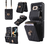 Crossbody Wallet Case for Samsung Z Flip 4 Flip5 Fashion Metal Snap Leather Card Holder Lanyard Phone Cover Flip3 Fundas