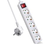 Regleta de Enchufes con 3/4/5/6 Tomas y Interruptor de Encendido - Cable de 1,5m - Protección Infantil - Base Múltiple Enchufe Ladrón