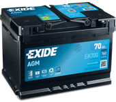 Batería de coche Exide EK700 Agm. Tecnología AGM. 12V - 70Ah/760A (EN) Caja L3