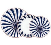 Bidasoa BIDASOA OCEANIKA Vajilla Porcelana 18 PIEZAS 6 PERSONAS Azul Decorado Brillo Excepcional