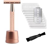 Double Edge Safety Razor for Women, with 10 pcs Safety Razor Blades Single Blade Razor Reusable Travel Essentials Women Razor