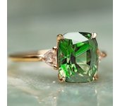 Huitan Gold Color Green Cubic Zirconia Rings Women Simple and Elegant Wedding Anniversary Party Female Rings New Trendy Jewelry