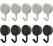 Perchas Adhesivas Verde Baño Cocina - Pack de 10 Ganchos Adhesivos de Color Adhesivo Gancho para Llaves para Paredes Sin Daños (blanco + Negro)