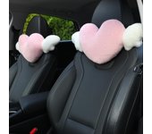 Paquete de 2 cojines para reposacabezas de coche con forma de corazón y Alas de Ángel, juguete y Cómodo para reposacabezas de coche kawaii, Corazón de Amor Rosa