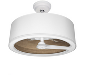 Ventilador de Techo FABRILAMP Tatiana DC con Pantalla Blanca/madera Oscura y 3 Aspas Transparentes