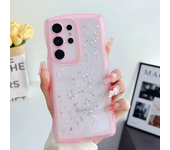 For Samsung S24 S23 Ultra S22 S21 Plus Ultra FE Note 20 Case Cute Clear Drip Glue Star Glitter Curly Hybrid Shockproof Cover