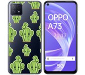 Tumundosmartphone Funda Gel Transparente para Oppo A73 5G diseño Cactus Dibujos