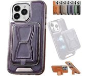 Symmetry Funda de cuero de lujo para teléfono con cinta magnética extraíble, funda de cuero para teléfono con tarjetero, funda de carga magnética inalámbrica para iPhone 15 14 13 12 Pro Max (azul, para 13 Pro Max)