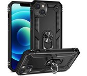 Funda Magnética con Anilla para Apple IPhone 15 Plus Carcasa de Grado Militar con Soporte de Anillo Giratorio 360 Grados, Metálico Imán Rígida Antigolpes Resistente Bumper Case (Perfecta para Soporte de Coches y Ver Contenido Multimedia)