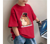 Adorable Kids Fashion Tee Capybara Illustration Perfect Summer Wear Soft Fabric Ideal Gift for Children All-in-one Base Shirt