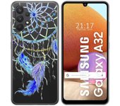 Tumundosmartphone Funda Gel Transparente para Samsung Galaxy A32 4G diseño Plumas Dibujos