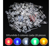 100PCS/LOT 5mm LED Diode F5 Assorted Kit IBUW White Green Red Blue Yellow Orange Pink Purple Warm White DIY Light Emitting Diode