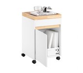 Mesa Auxiliar Mesa de Centro con 1 Puerta y 1 Bandeja Armario de Almacenamiento para Oficina con 4 Ruedas Blanco 40 x 40 x 63 cm ASK03-W SoBuy ES