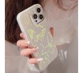 Deluxe Laser Butterfly Phone Case for iPhone 15 14 Plus 13 12 Pro Max 11 Laser Bumper Protector Case with Lanyard Case