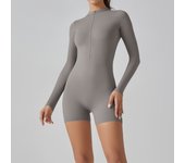 Zipper Tracksuit Set Women Yoga Jumpsuit Stand Collar Half Long Sleeved High Waist Butt Lift Fitness Sports Bodysuit Leggings
