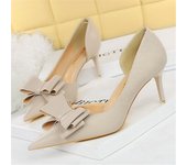Women 7.5cm 10cm High Heels Stripper Pumps Scarpins Cute Bow Low Heels Shoes Lady Fetish Sweet Wedding Bridal Yelloow Blue Shoes