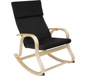 Tectake - Mecedora Roca de madera de abedul 150 kg  Cómoda y bonita mecedora  Estructura curva de madera de abedul  Mullido acolchado, cojín reposacabezas incluido