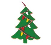 Árbol de Navidad colgante para decoración de árbol 90x125mm fabricado en arcilla color verde y marrón acabado mate