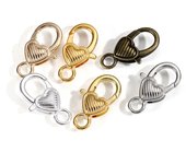 5/10pcs/lot 27x14mm Gold Silver Plated Rhodium Heart Shaped Lobster Clasp Hooks for Necklace&Bracelet Chain DIY Jewelry Making