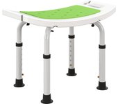 HOMCOM Asiento de ducha de altura regulable Taburete de ducha ergonómico Patas antideslizantes Carga máxima 150 kg 135 Kg Aluminio HDPE Blanco Verde