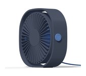 Mini ventilador de escritorio USB, silencioso, portátil, alimentado solo por USB (sin batería), 3 velocidades, giro ajustable de 360° para el hogar y viajes. Azul.